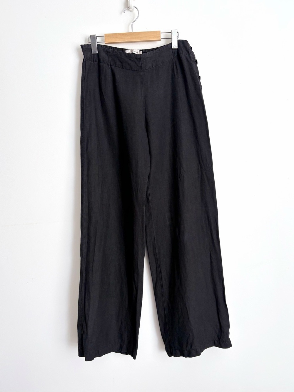 Cut Loose - 100% Linen Side Button Wide Leg Pants - Scandi Minimal S-M